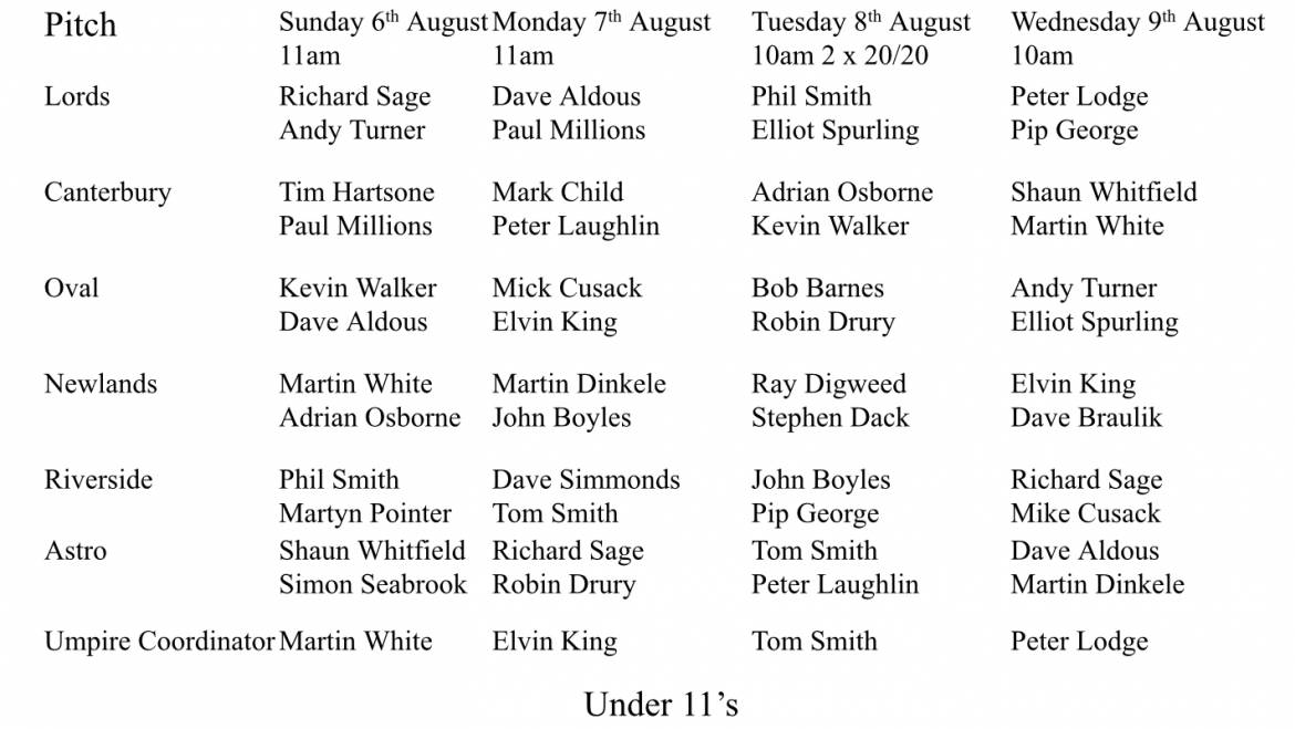 Under 11s Festival – Umpires