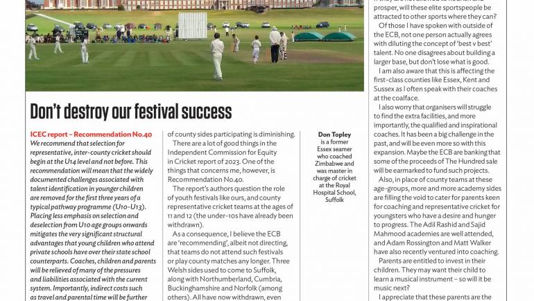 Don Topley “Off the long run” in The Cricketer Magazine