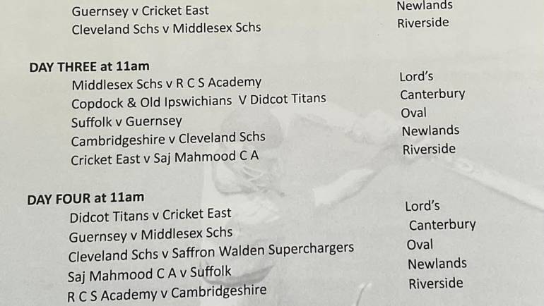 Under 12’s MCCF2025 Competition Fixtures